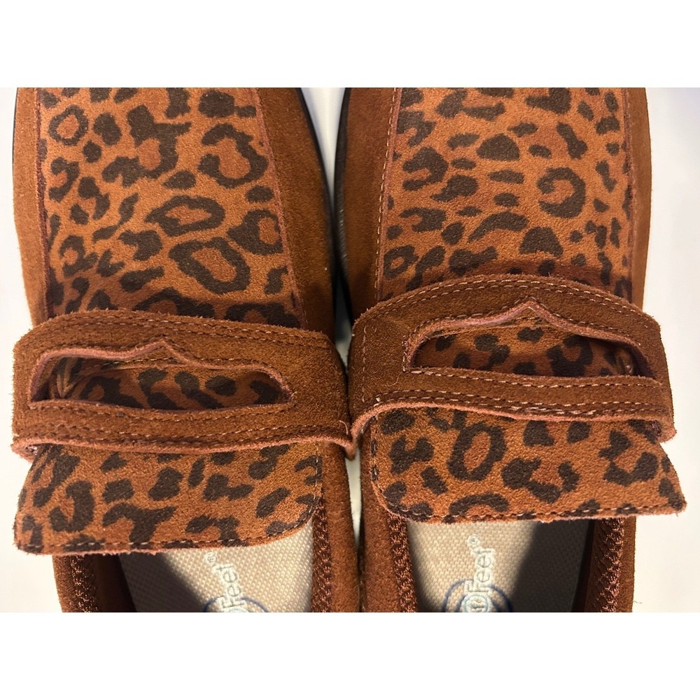 Orthofeet Womens 11 X-Wide Leopard Print Leather Penny Loafers Brown Used - Picture 3 of 15